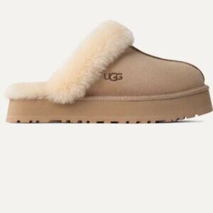 UGG Size 7 Women's Disquette Slipper Sheepskin Sand Slip-On Brown Tan Cream